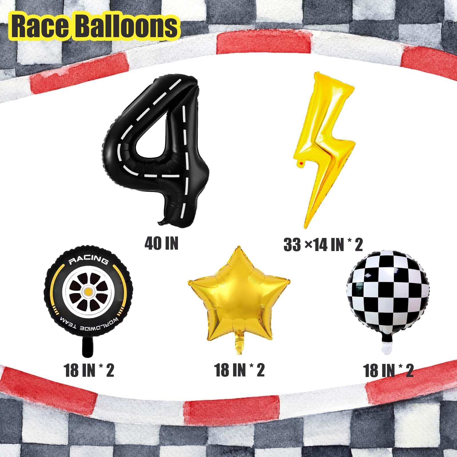 Decorazioni per feste di compleanno per auto da corsa Piatto a tema auto da corsa Palloncino Banner Tovaglia per baby shower Fornure per feste per bambini  15