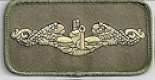 Gold Submarine Dolphins - 4 Inch Rectangle - Camo Background Bc Patch # C6356