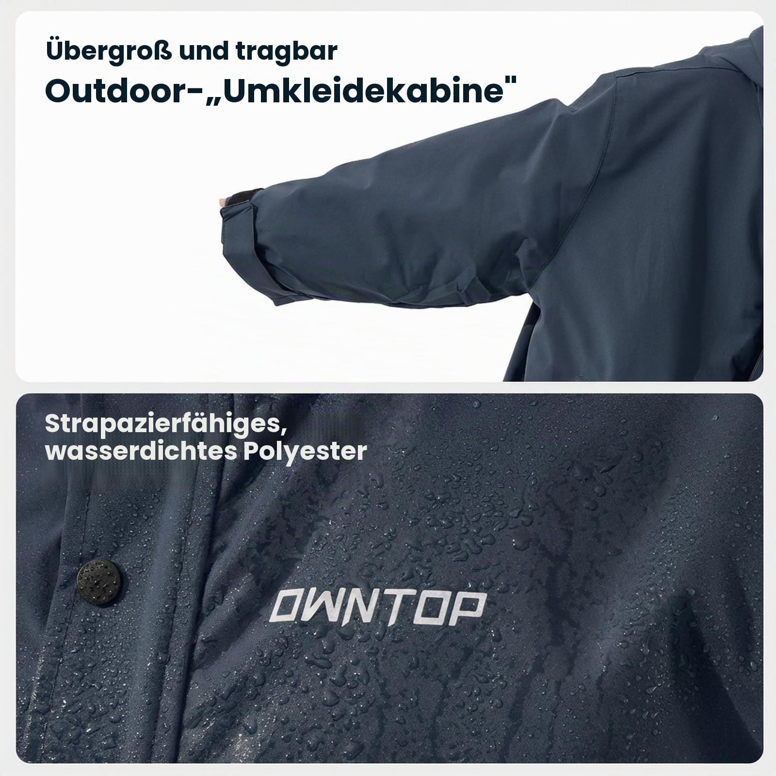 Owntop Wasserdichter Wickelmantel für Damen Herren – Quick-Dry Strand Schwimm Mantel, Winddichter Übergroßer Langarm Mantel mit Kapuze Borg-Fleece-Futter (Unisex für Erwachsene Kinder)