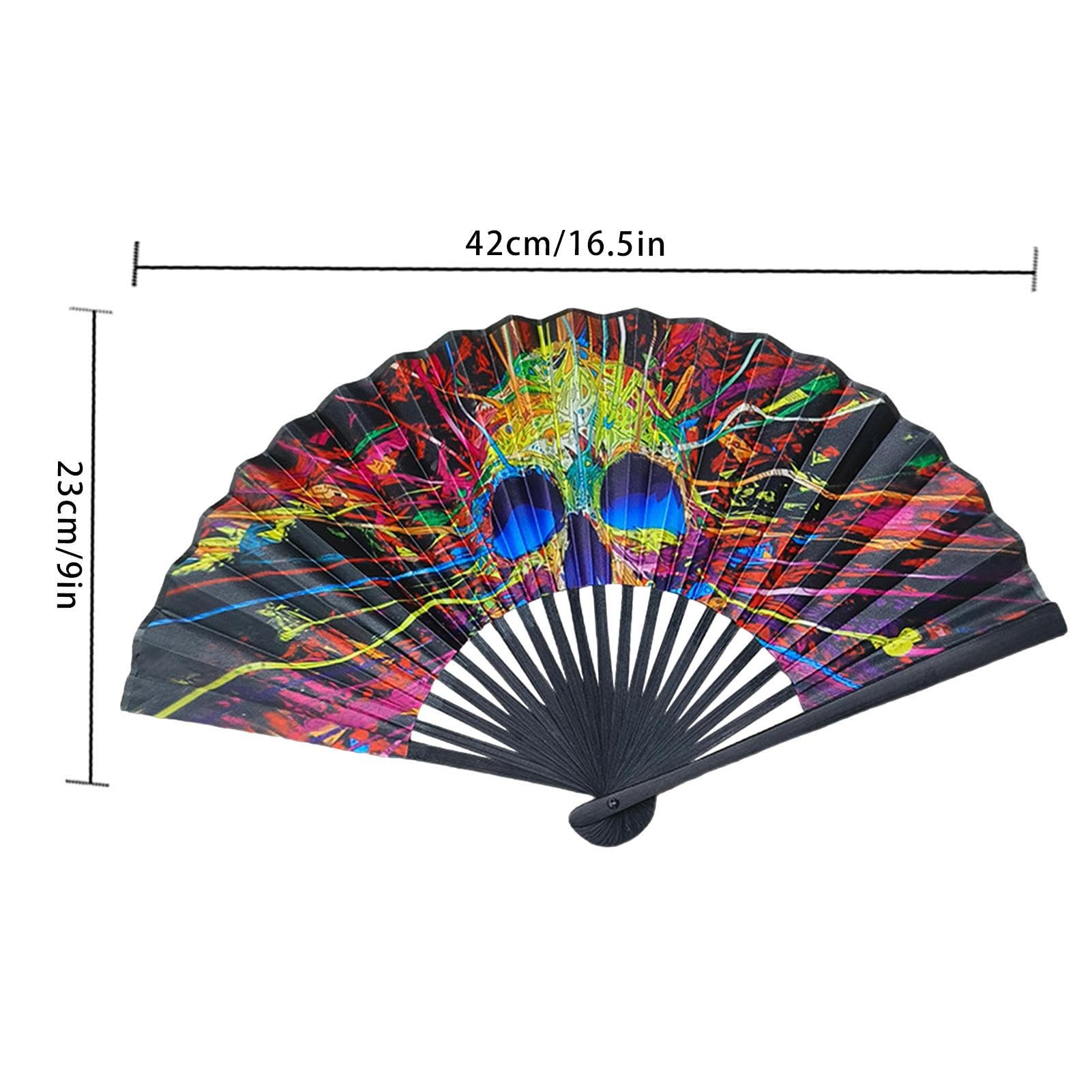Grand Éventail Pliable Fluorescent UV En Bambou Naturel - Effet Lumineux Intense Pour Festivals, Raves Et Soirées