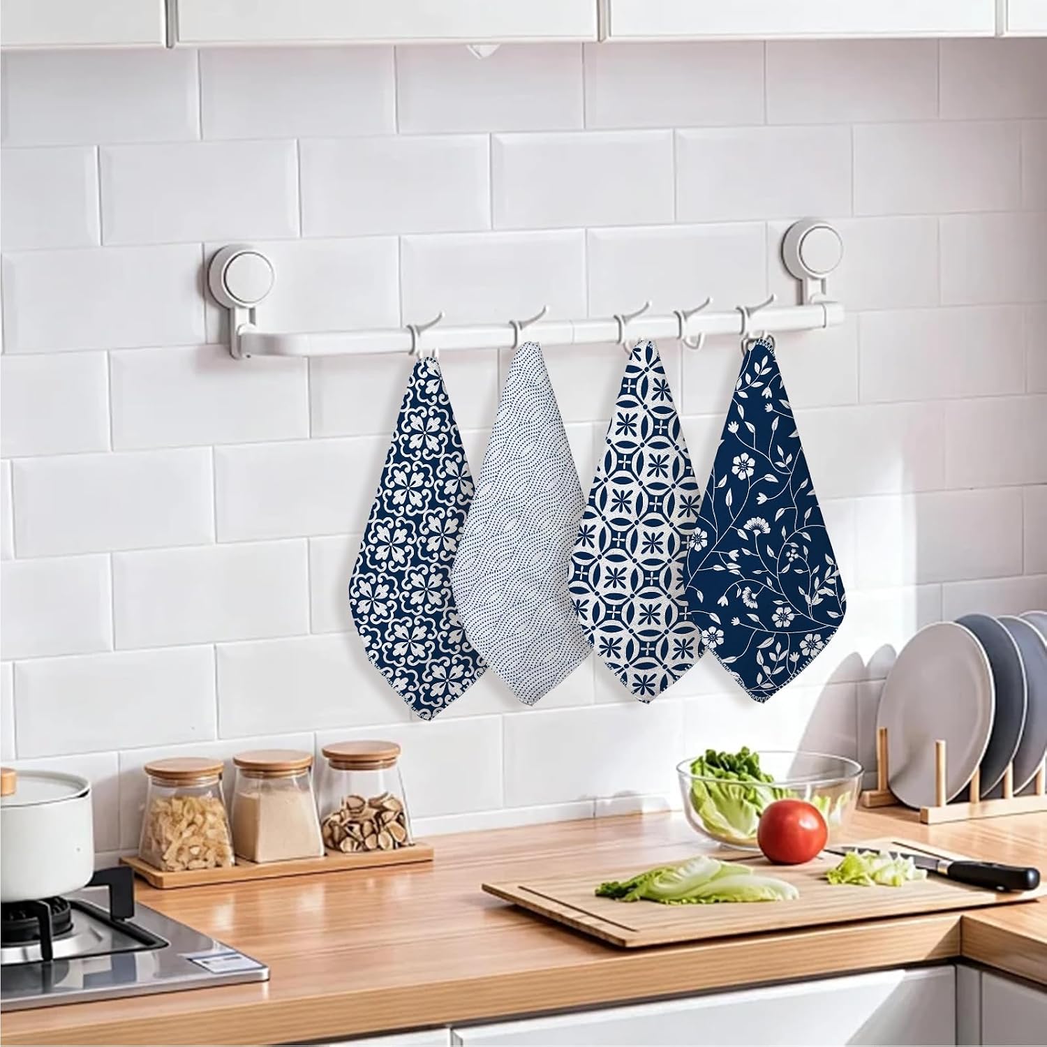 36 Pack Reusable Paper Towels Kitchen Towels Geometric Printed Dish Cloths