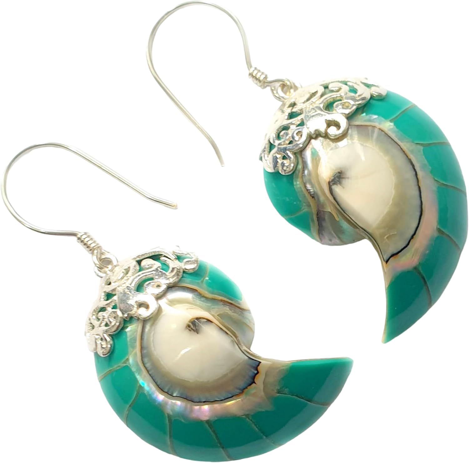 Natural Mother of Pearl Shell Earrings, Dangle Drop 925 Sterling Silver Mother of Pearl Earrings for Women Jewelry SE060-A - Image 5