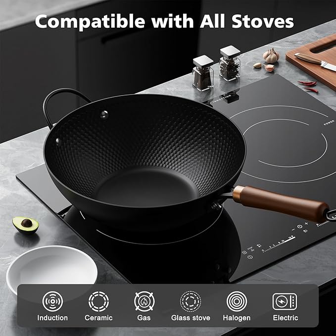 Wok de Acero al Carbono Todlabe 13 Pulgadas Antiadherente miniatura 6
