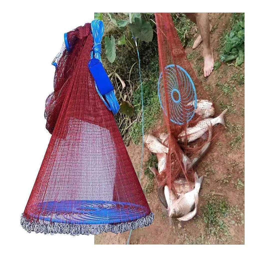 5 6 7 8 9 10 11 Ft Radius Throw Cast Net for Salt & Freshwater, Casting Fishing Net with Needle, Bait Net for Lakes Rivers Ocean