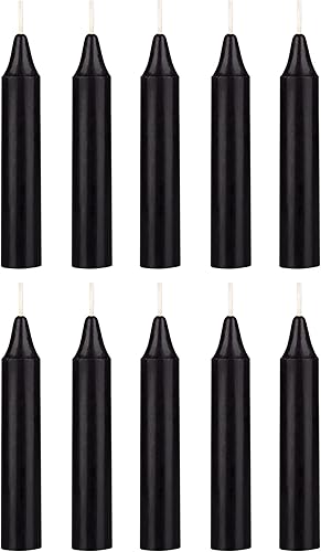 Mega Candles 10 mini velas cónicas negras sin perfume, 4 pulgadas de alto x 34 pulgadas de diámetro, campanadas supremas, encanto, rituales,