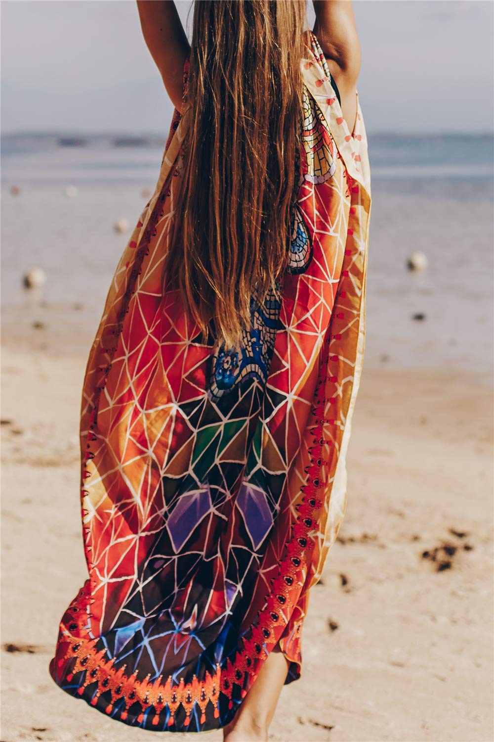 Femmes Boho Kaftan Longuewear Nuit Surdimensionné Vêtements de Détente Robes Plage Couverture Sarong