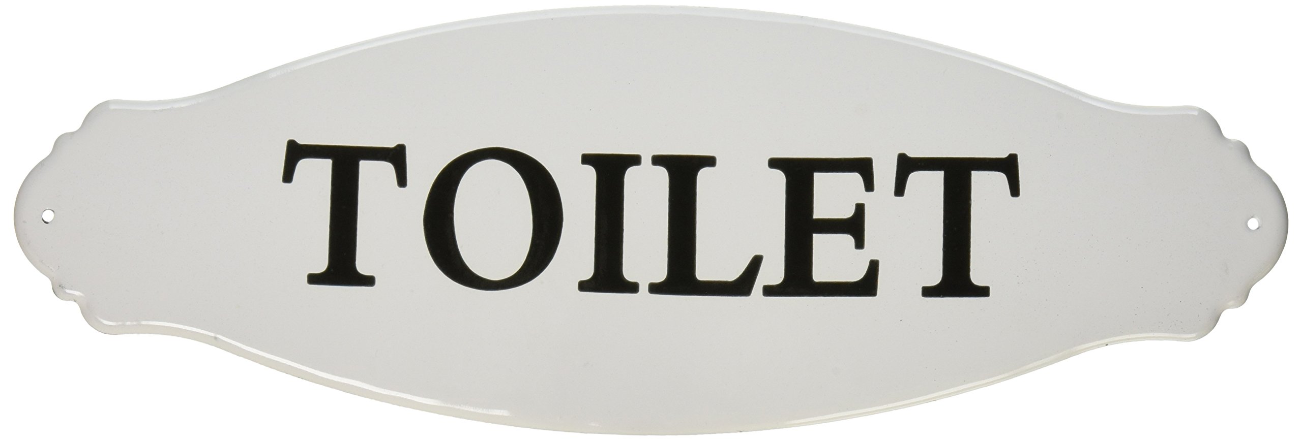 Creative Co-Op Enameled Metal Toilet Sign, White