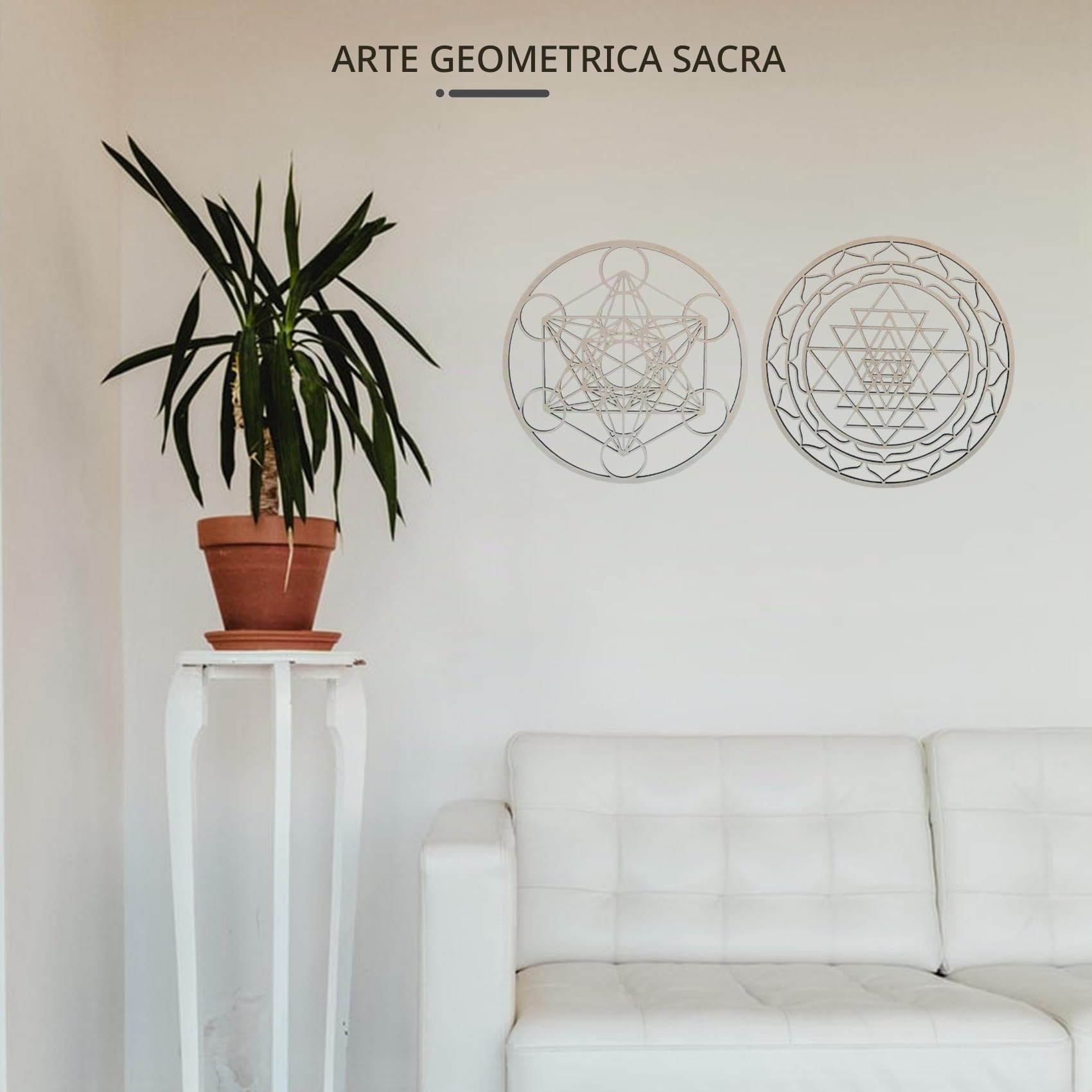Dytabepl Set di 3 pezzi di arte da parete con geometria sacra, scultura in legno, decorazione