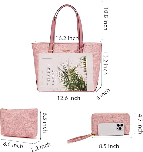 Miniatura 2 de Qiyuer - Bolsos para mujer, carteras, juegos de bolsos con asa superior, bolsos de hombro, bolso de mano, bolso de trabajo con cartera a juego, 3