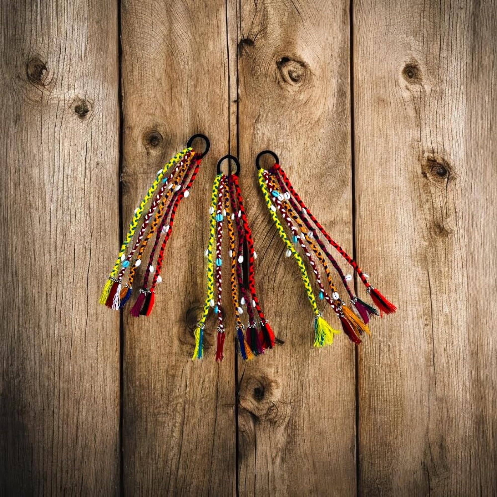 5pcs Rainbow Hair Braids Extensions with Rubber Bands, Boho Style