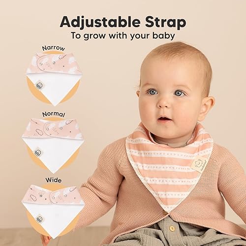 Miniatura 264 de KeaBabies 8 unidades de baberos tipo bandana orgánicos para niñas - Baberos tipo triángulo súper absorbentes para bebés que babean y están en