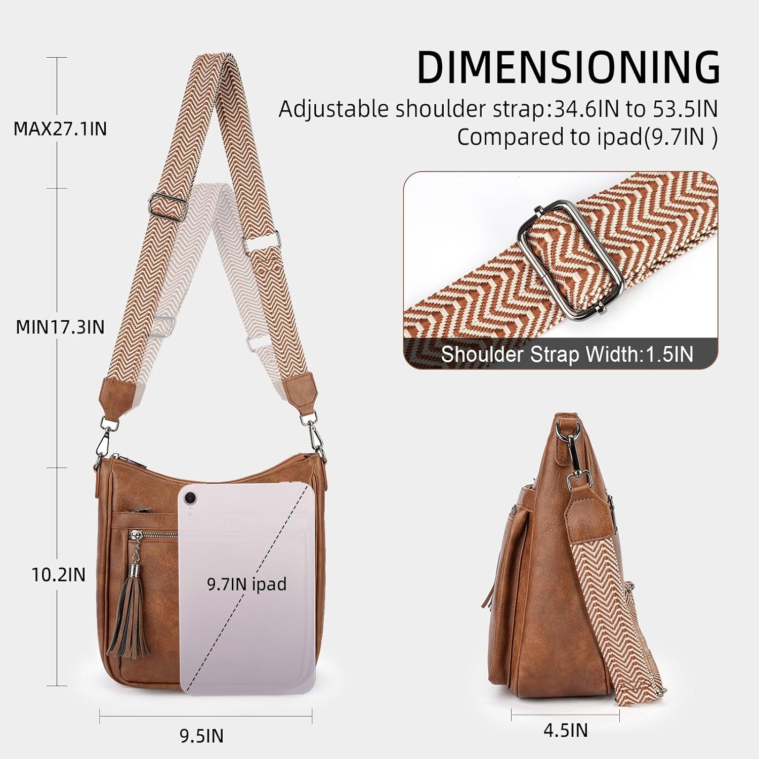 MEITRUE Crossbody Bags for Women Trendy,Vegan Leather Medium Crossbody Purse with Tassel Lightweight Shoulder Handbags - Image 4