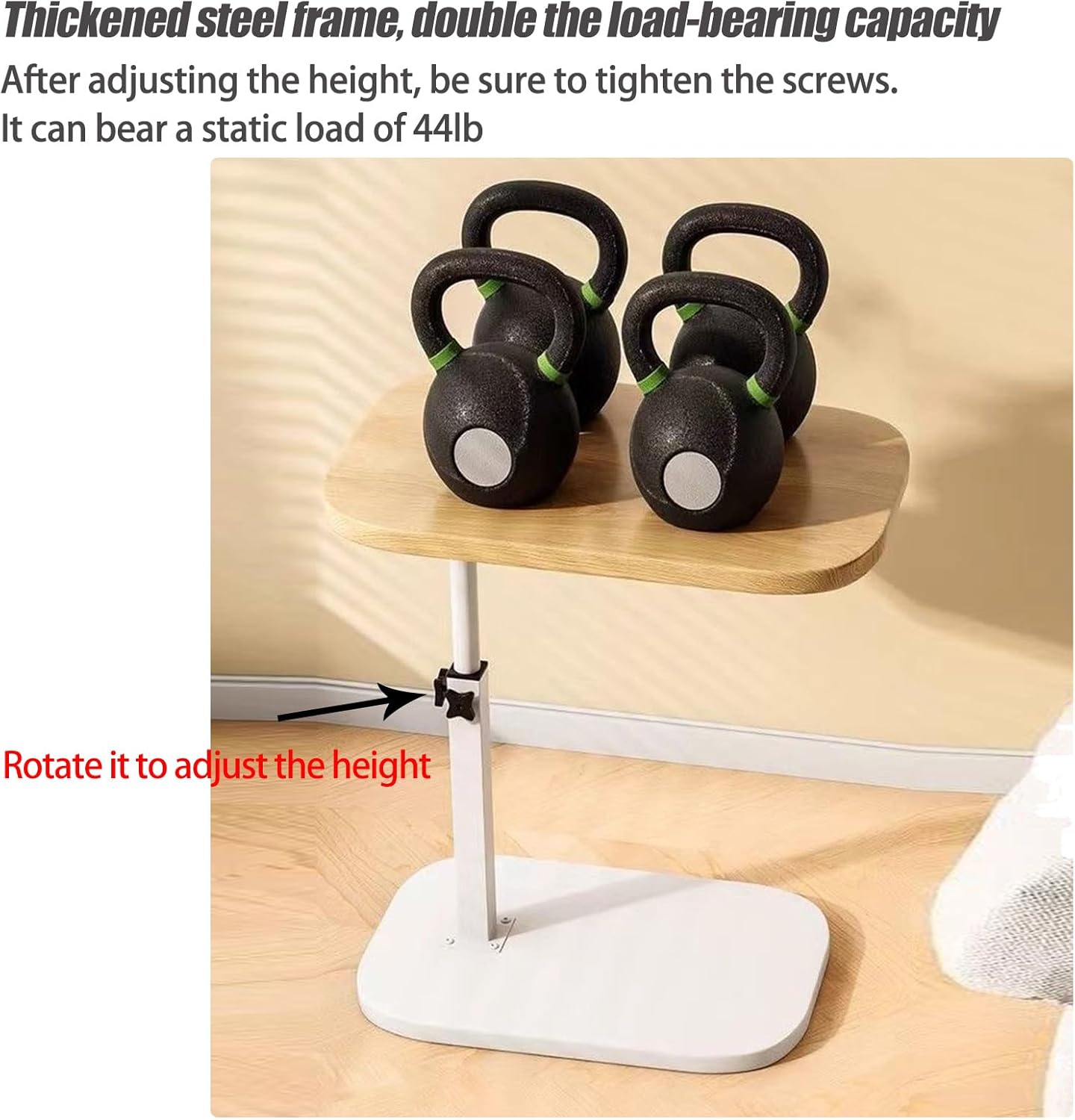 2 Set Pedestal Adjustable c Table for Small Spaces，C Shaped End Table Desktop can Turn 360° and the Height of the Sofa Small TV Tray Table Can be Adjusted for Couch