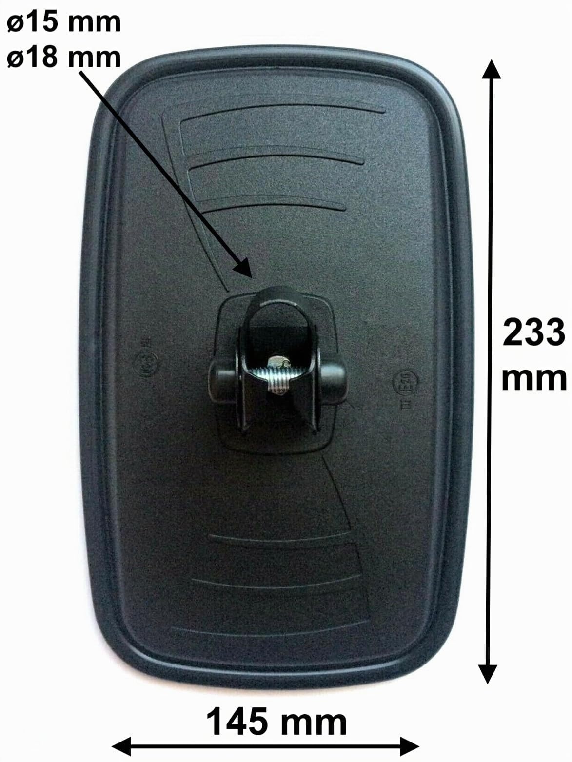 2 specchietti retrovisori esterni 233 x 145 mm Ø18 universali per trattore, camion, con supporto per specchio retrovisore