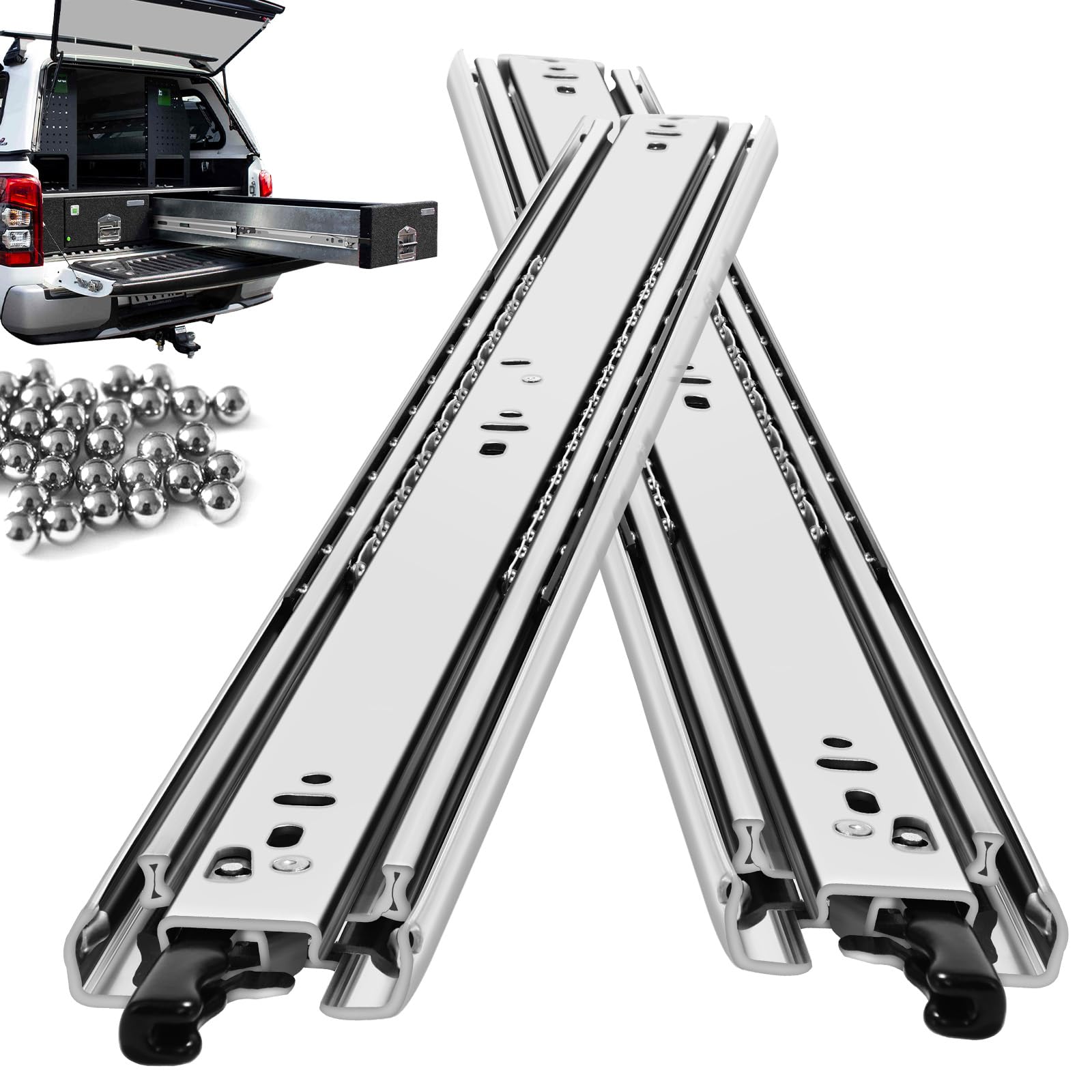 VAGUDE with Lock Heavy Duty Drawer Runners Slides Full Extension Side Mount 300 350 400 450 500 550 600 650 700 750 800 850 900 950 1000 mm 68 Kg Metal Dresser Cabine Rails Tracks Glides 1 Pair — image 1