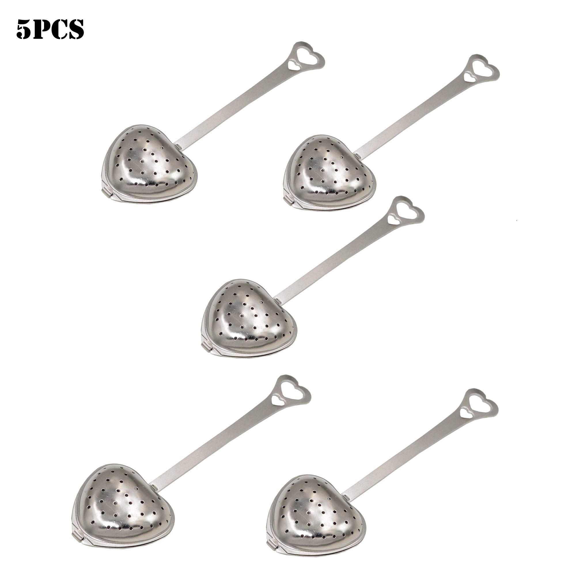 5pcs Stainless Steel heart-shaped Tea Ball 1.8 Inch Tea Infuser Strainers Tea Strainer Filters Tea Interval Diffuser for Tea