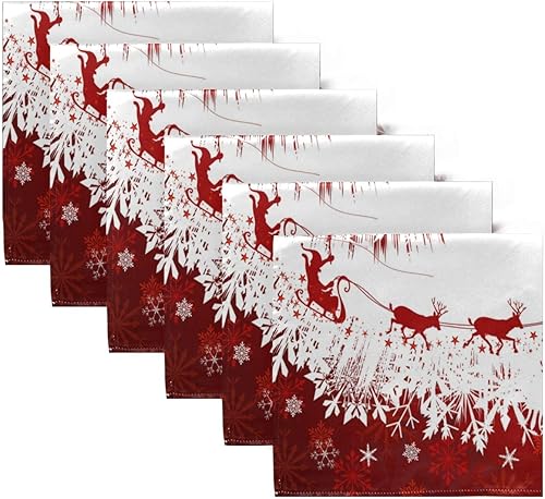 Paquete de 6 servilletas de tela, servilletas lavables de Navidad, ideales para bodas, fiestas, cenas de vacaciones, 20 x 20 pulgadas