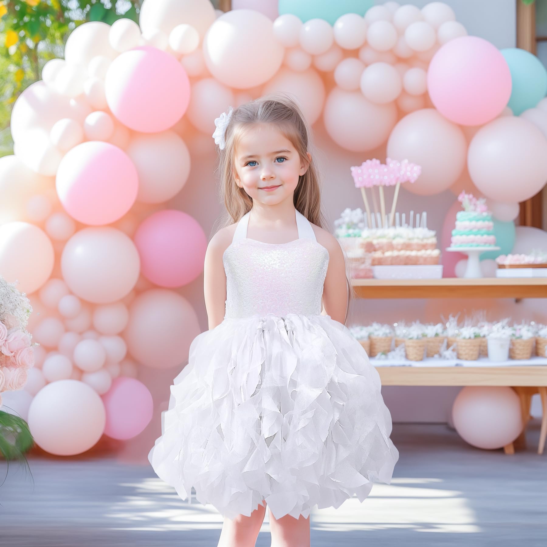 Suppromo Vestido de tutú para niñas con lentejuelas brillantes, de tul, princesa, fiesta de cumpleaños, graduación, vestido de baile