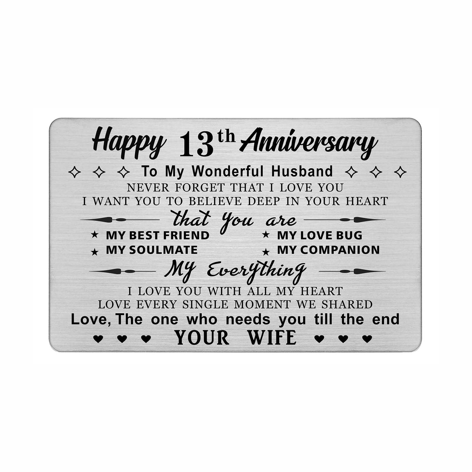 DEGASKEN 13th Wedding Anniversary Card Husband Him, I Love You With All My Heart, 13 Year Metal Keepsake Gifts for Men