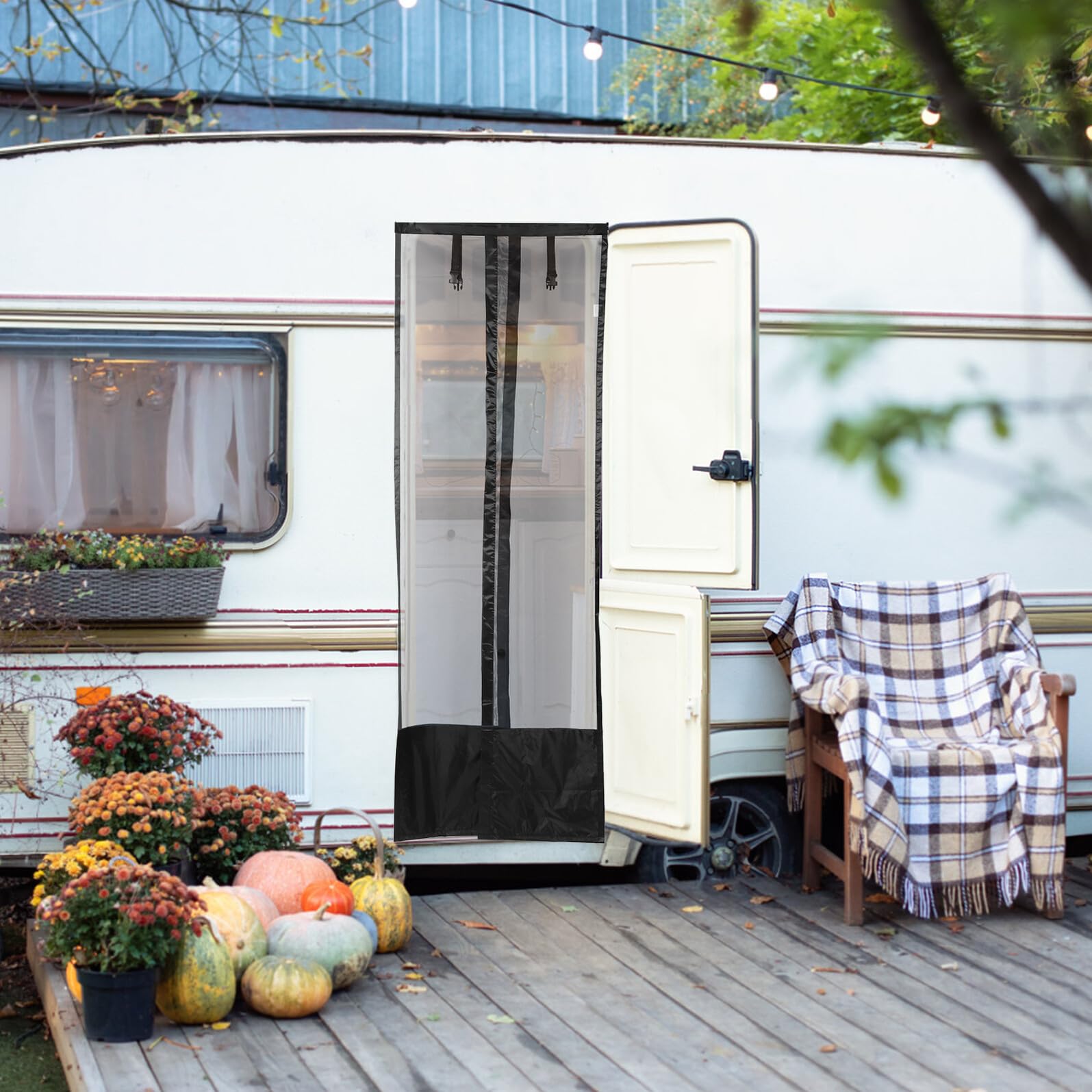 Rideau de Porte de Camping-Car 79x28 en Maille 420d Pa Noir