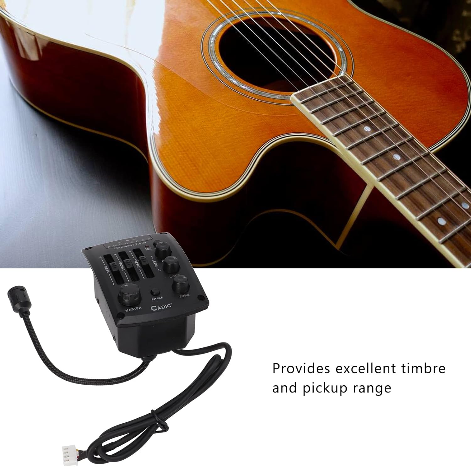 Guitar Pickup Equalizer, Plastic Electronic Components, Black - 4 Control Knobs, Excellent Timbre, Suitable for Acoustic Guitars
