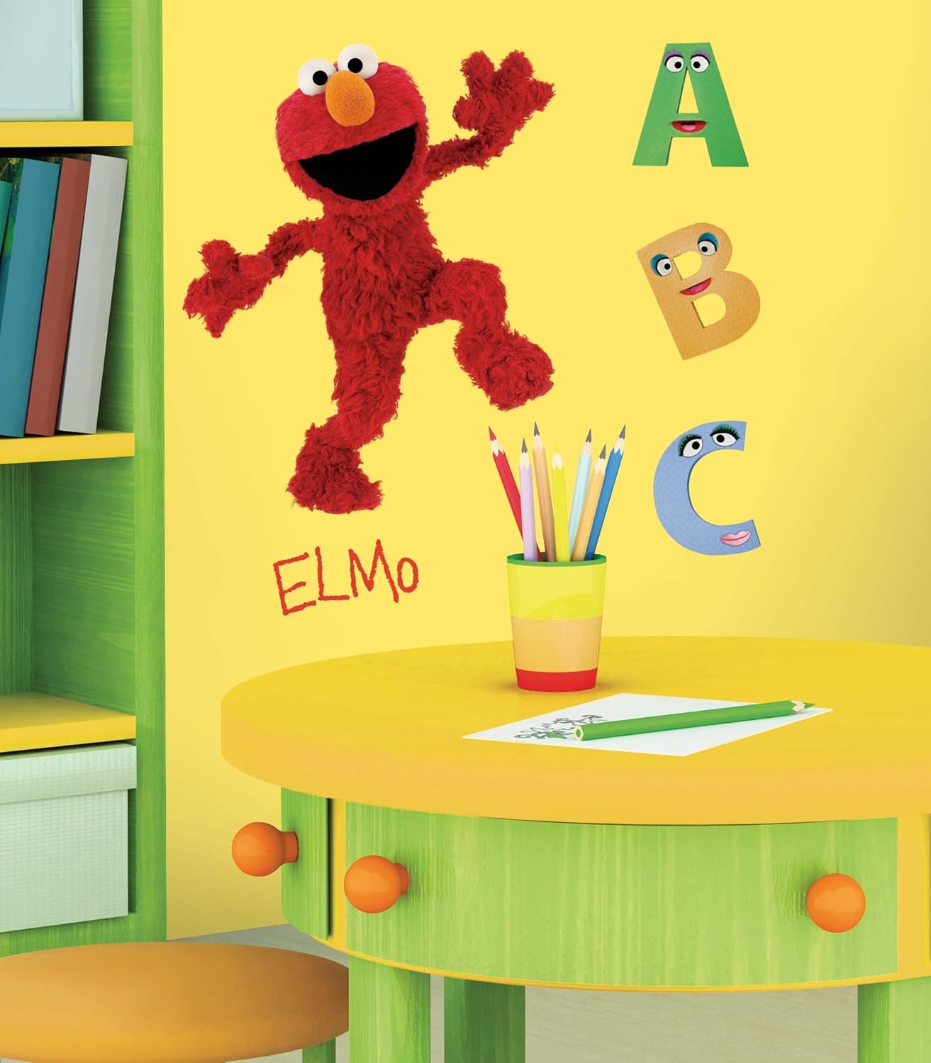 Amazon Co Jp Roommates Rmk14gm セサミストリート エルモ 剥がして貼れる巨大な壁用デカール ホーム キッチン