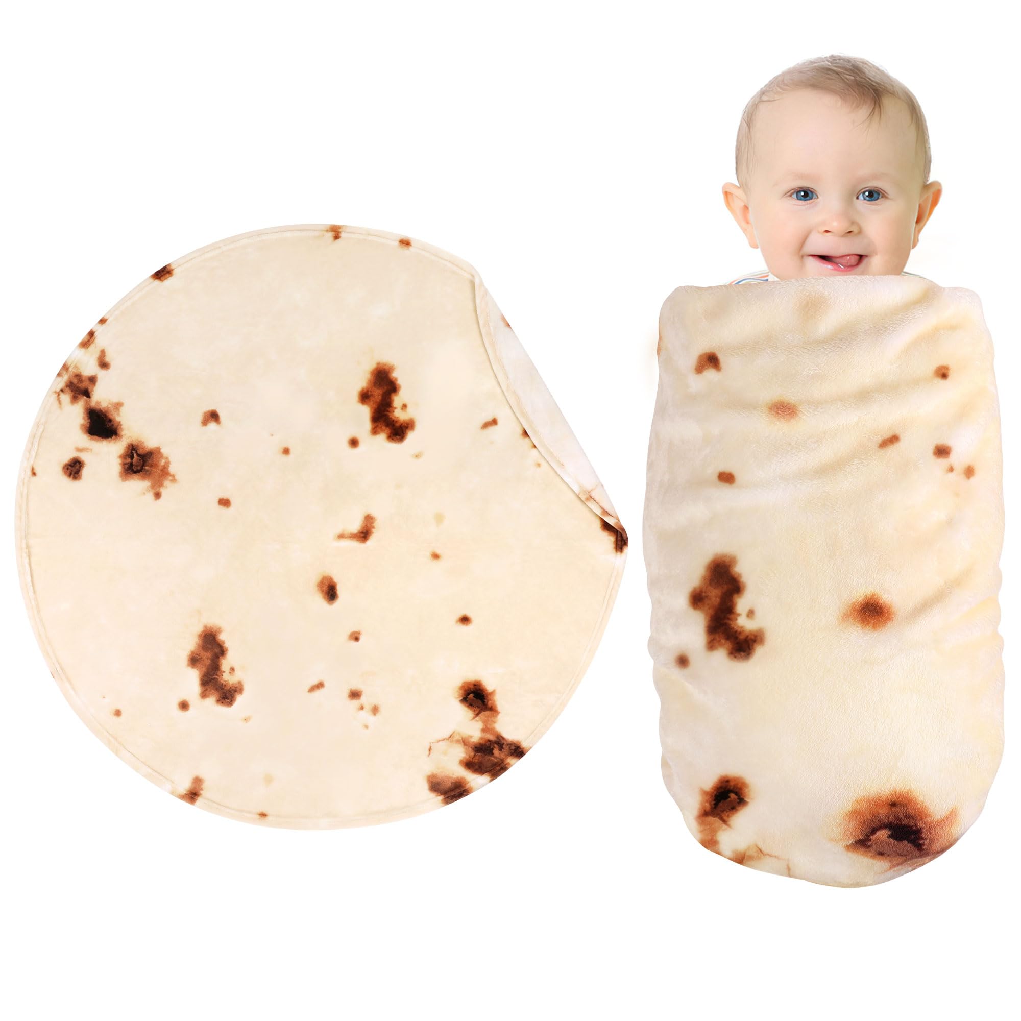 SeaRoomy Manta de burrito para bebé, manta de tortilla para bebé, manta redonda suave de tortilla de burrito para recién nacidos, regalos divertidos para baby shower y cumpleaños