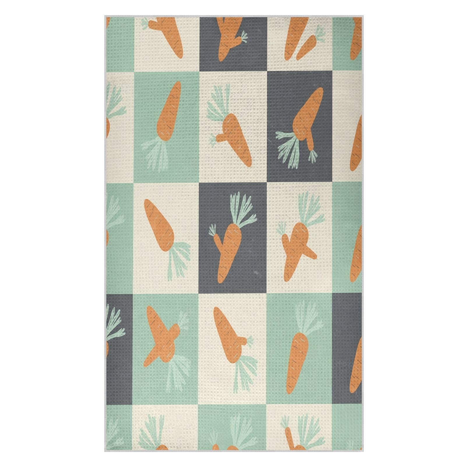 BURSTDDY Checkered Carrot Kitchen Towels,Absorbent Dish Towels 1 Pack