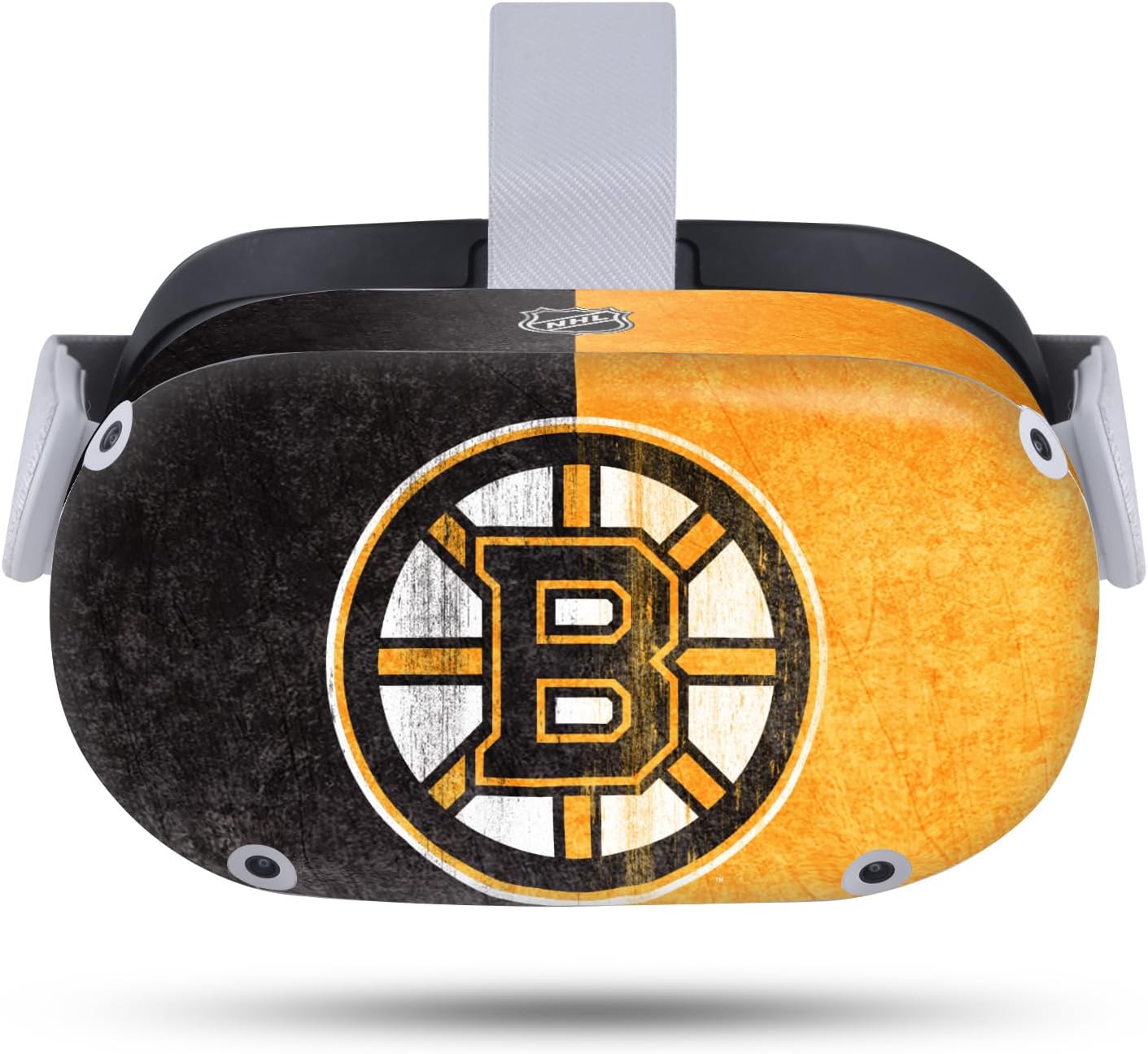 Head Case Designs Officially Licensed NHL Half Distressed Boston Bruins Vinyl Sticker Skin Decal Cover Compatible with Meta Quest 2