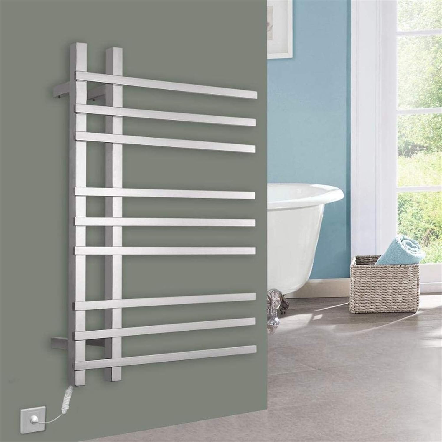 Bathroom Wall Heater Electric Towel Warmers, Wall-Mounted Stainless Steel Heated Towel Rail 750 * 560 * 120-90W,201