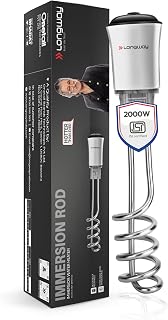 Longway LWIR01 2000W Immersion Water Heater | Anti-Corrosive & Shockproof Immersion Rod with Fast Heating Coil Technology | Nickel Plated | ISI Certified | 2 Years Replacement Warranty (White)