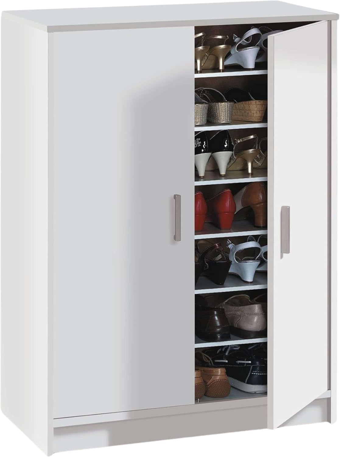Habitdesign Mueble Zapatero Dos Puertas, Mueble Auxiliar, Modelo Basic Wide, Acabado en Blanco, Medidas: 75 cm (Ancho) x 101 cm (Alto) x 36 cm (Fondo)