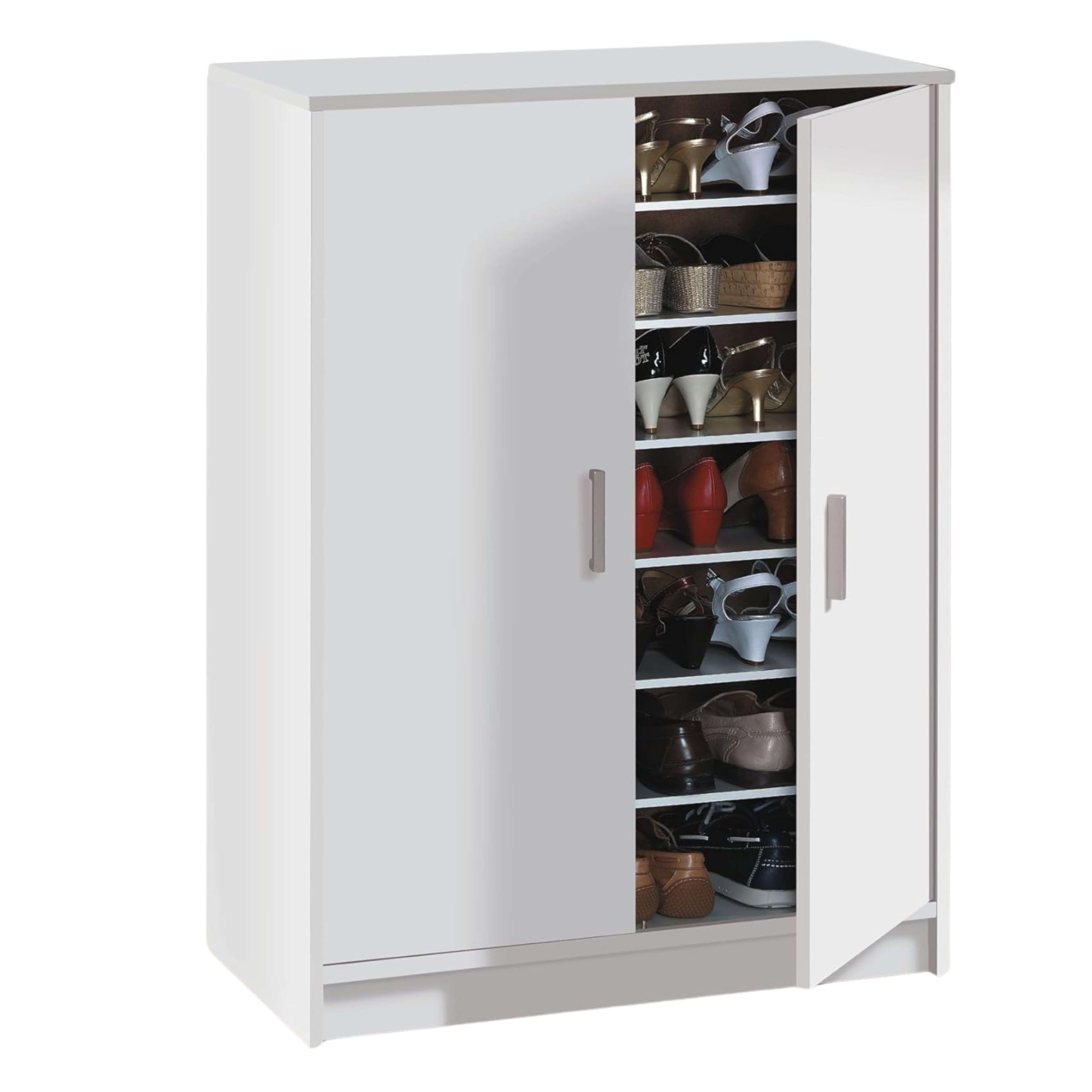 Habitdesign Mueble Zapatero Dos Puertas, Mueble Auxiliar, Modelo Basic Wide, Acabado en Blanco, Medidas: 75 cm (Ancho) x 101 cm (Alto) x 36 cm (Fondo)