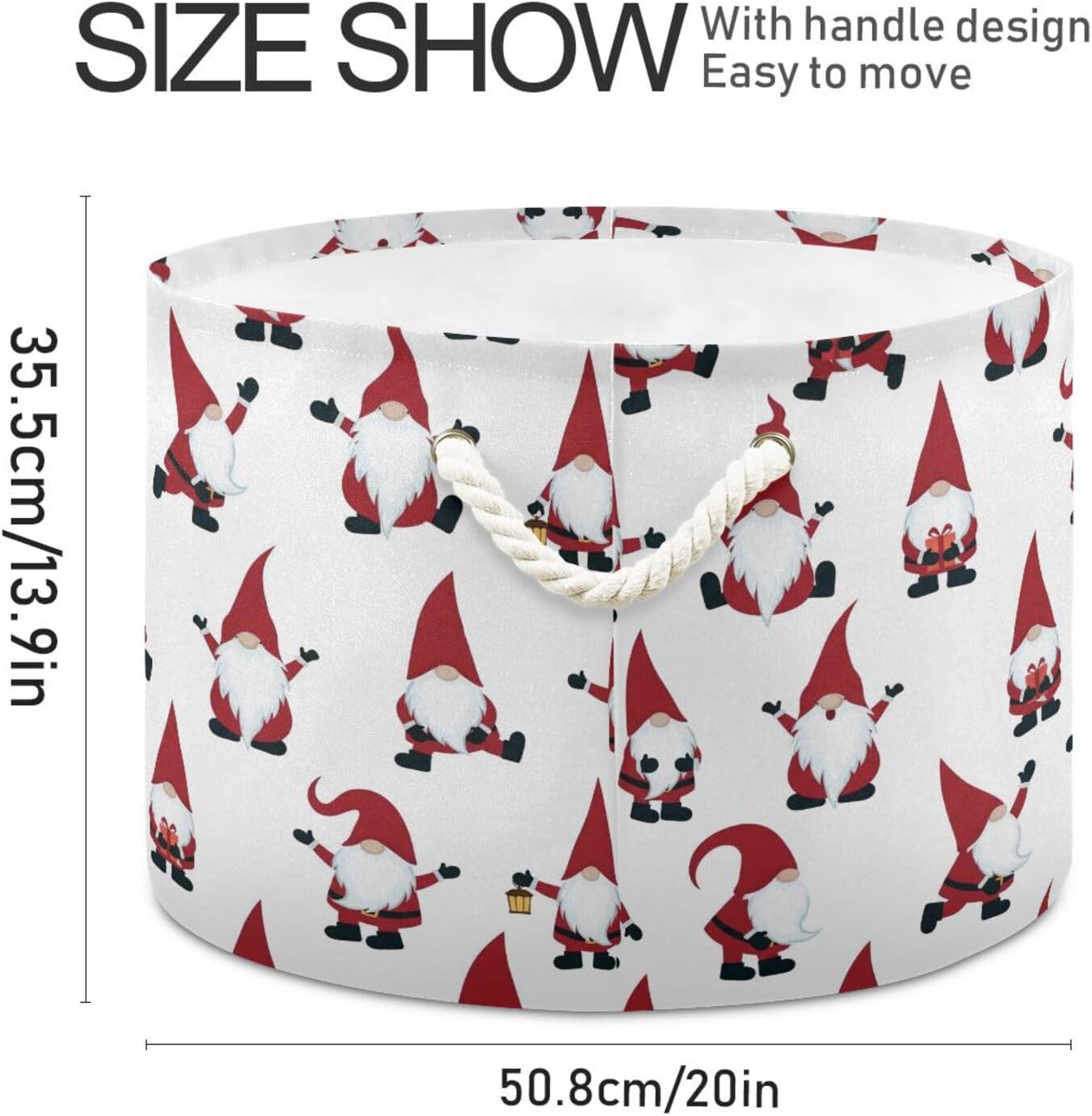 Christmas Large Storage Basket Christmas Gnomes for Toys Clothes Storage Bin Box Laundry Hamper Organizer Bag with Handles image 2