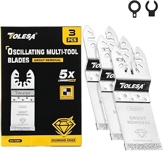 Diamond Oscillating Multi Tool Blade 3 Pcs, TOLESA Flush Cutting Multi Tool Diamond Oscillating Saw Blades for Grout Removal, Cleaning Mortar, TOLD34