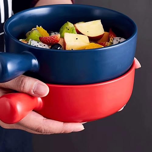 Miniatura 6 de AHFAM Cuencos de cerámica para sopa de cebolla, esmalte de color mate con cuencos de sopa de una sola manija para picar, estofado de carne, chile,