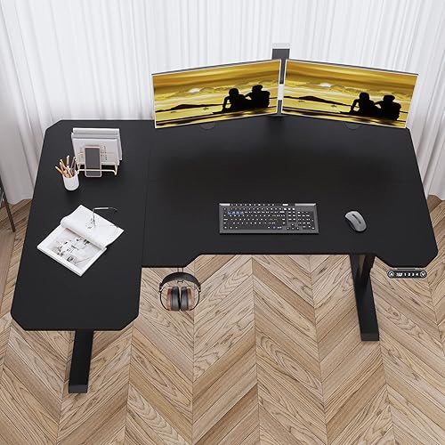 Miniatura 32 de Escritorio eléctrico de pie de altura ajustable, escritorio de computadora de pie sentado de 55 x 24 pulgadas, mesa de escritorio de pie para Negro