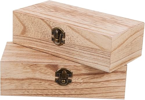 1 juego de cajas de embalaje de madera retro, cajas de almacenamiento decorativas oblongas creativas con tapas para recuerdos, joyería y decoración