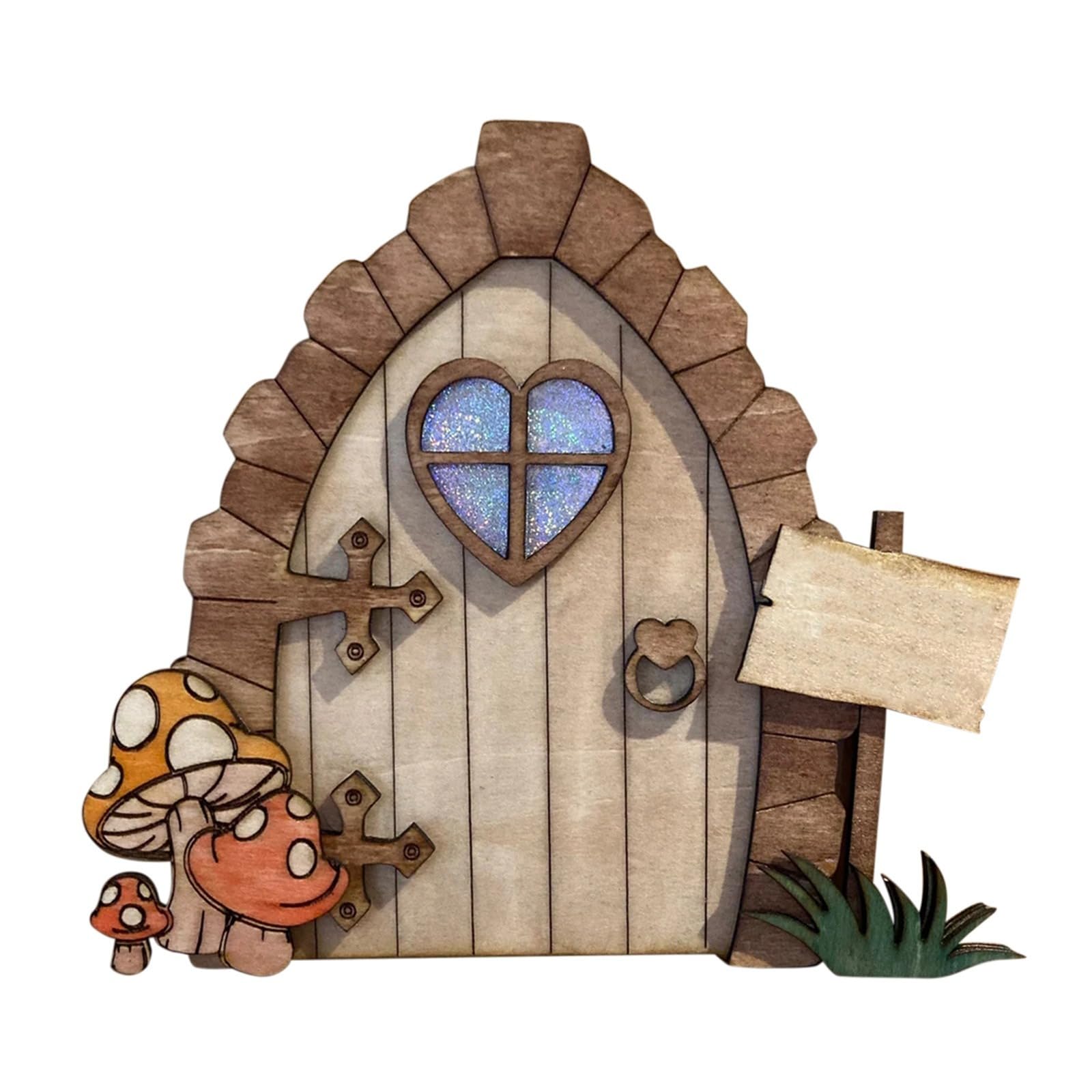 Creative Easter Wooden Door Fairy Tale elf Door Rabbit Mushroom 2D Decoration Wooden Ornament Decoration