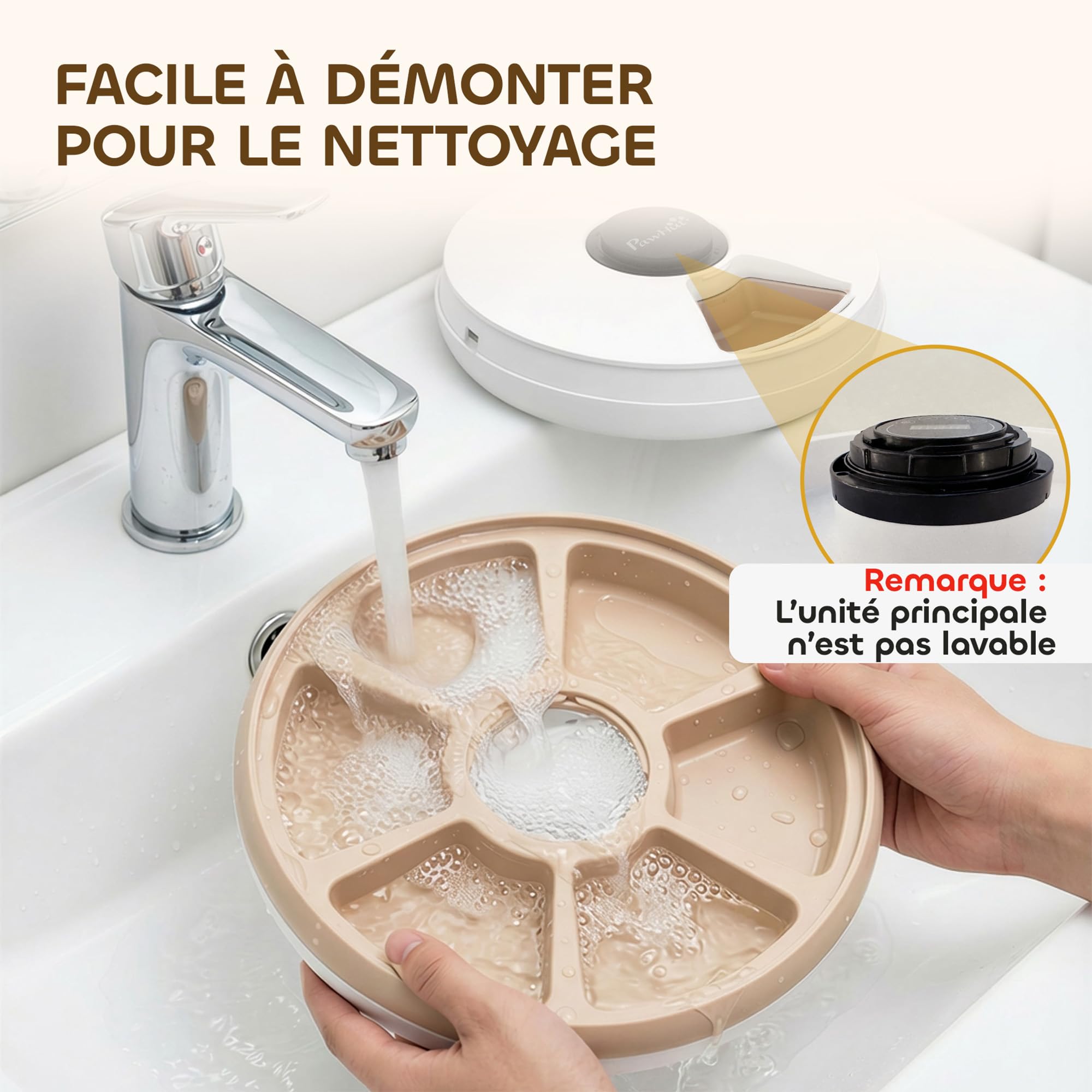 PawHut Distributeur de Nourriture pour Animaux de Compagnie Distributeur Automatique de Nourriture gamelle d'alimentation 6 portions sans Fil à minuterie avec 1 Sac réfrigérant écran LED Blanc