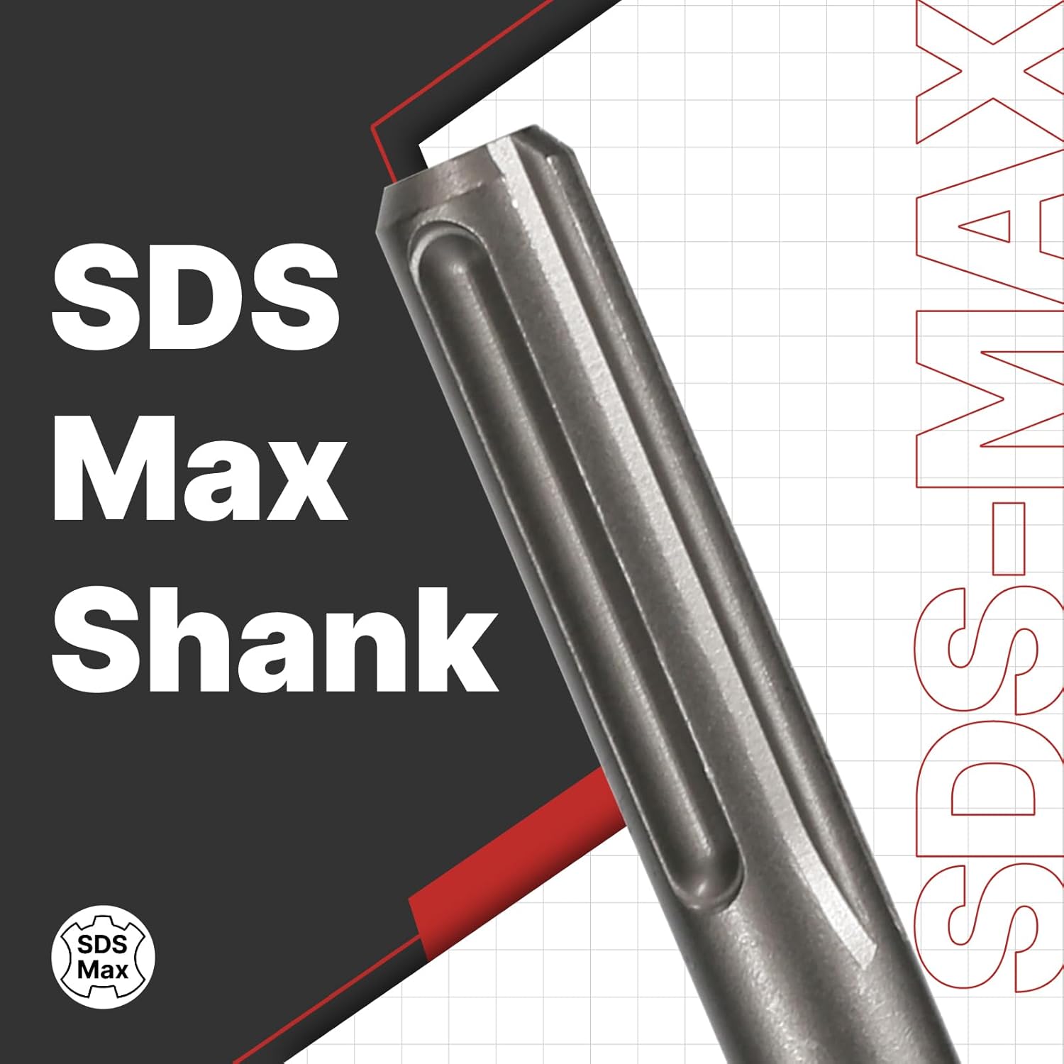 Wood Splitting Axe Chisel SDS Max, Heavy Duty Firewood Splitting Maul for Outdoor Garden Forest, 40CrMo Alloy Steel Chopping Axe for Electric Hammer Drill, 11" L X 2.3'' W