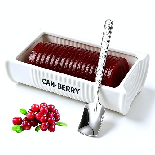Qlans Ceramic Cranberry Sauce Serving Dish with Slicer‌, Fits 14
