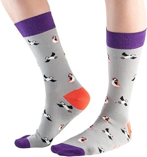 Doris & Dude Women's Puffin Bird Women's Bamboo Crew Socks