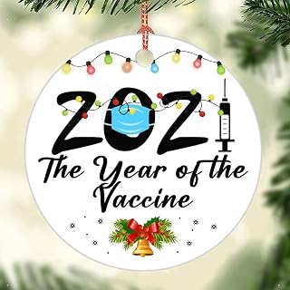 ArogGeld 2021，The Year of The Vaccine Christmas Ornaments Pandemic Xmas Decor Christmas Tree Decorations Ornaments Keepsake Holiday Present 3''