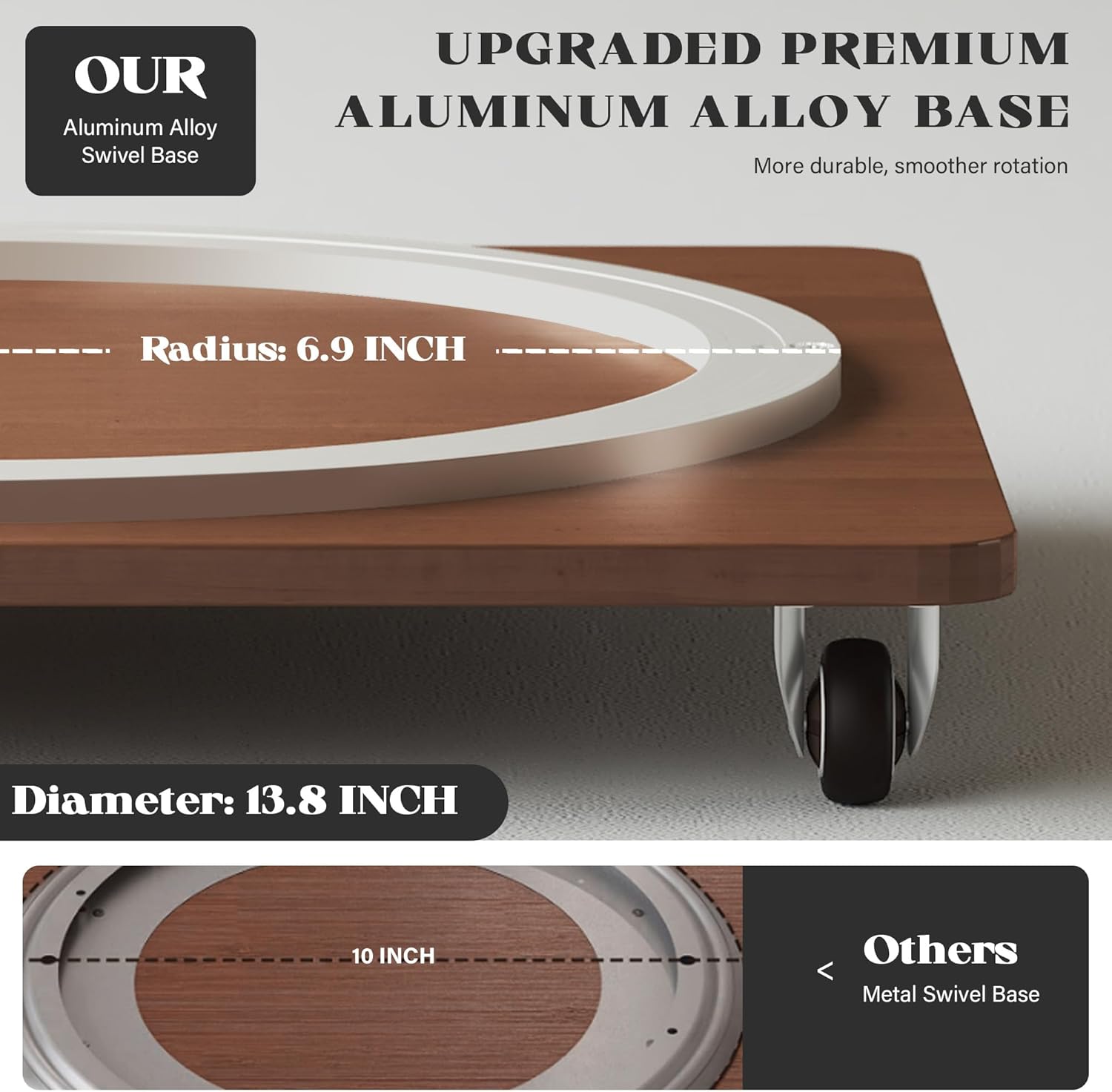 4 Tier Solid Wood Rotating Bookshelf Tower on Wheels, 360° Upgrade Spinning Book Shelf, Revolving Bookcase Organizer, Swivel Bookshelves for Small Spaces, Corner, Bedroom, Kids Room, Office (Walnut)