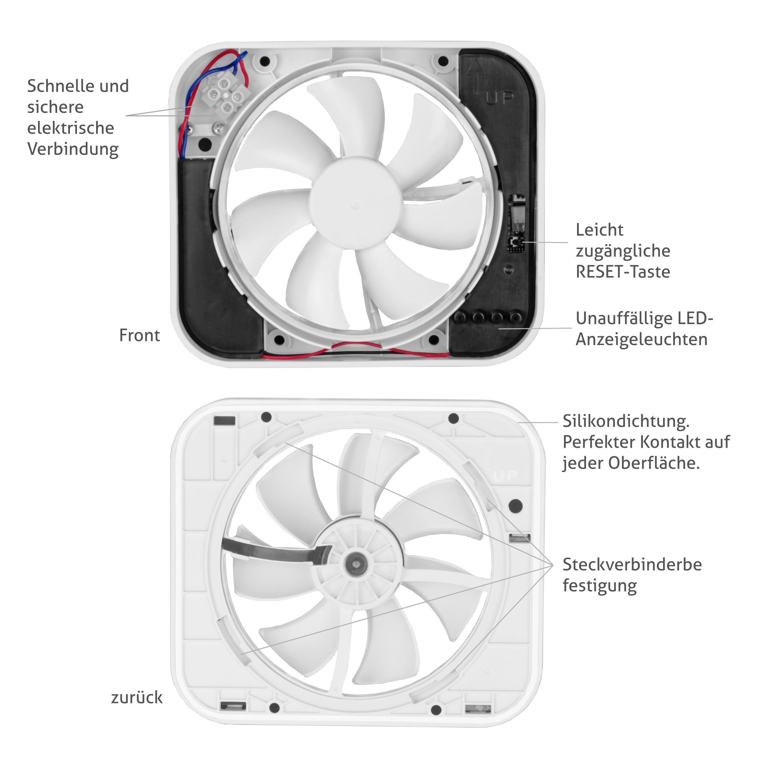 Turbionaire Axio 1012 HTR Badlüfter 100 mm/120 mm Inklusive, Feuchtigkeitssensor, 8 Geschwindigkeiten, Timer, Fernbedienung, Multifunktional, Kontinuierlicher Lüftung, 5 Jahre Garantie