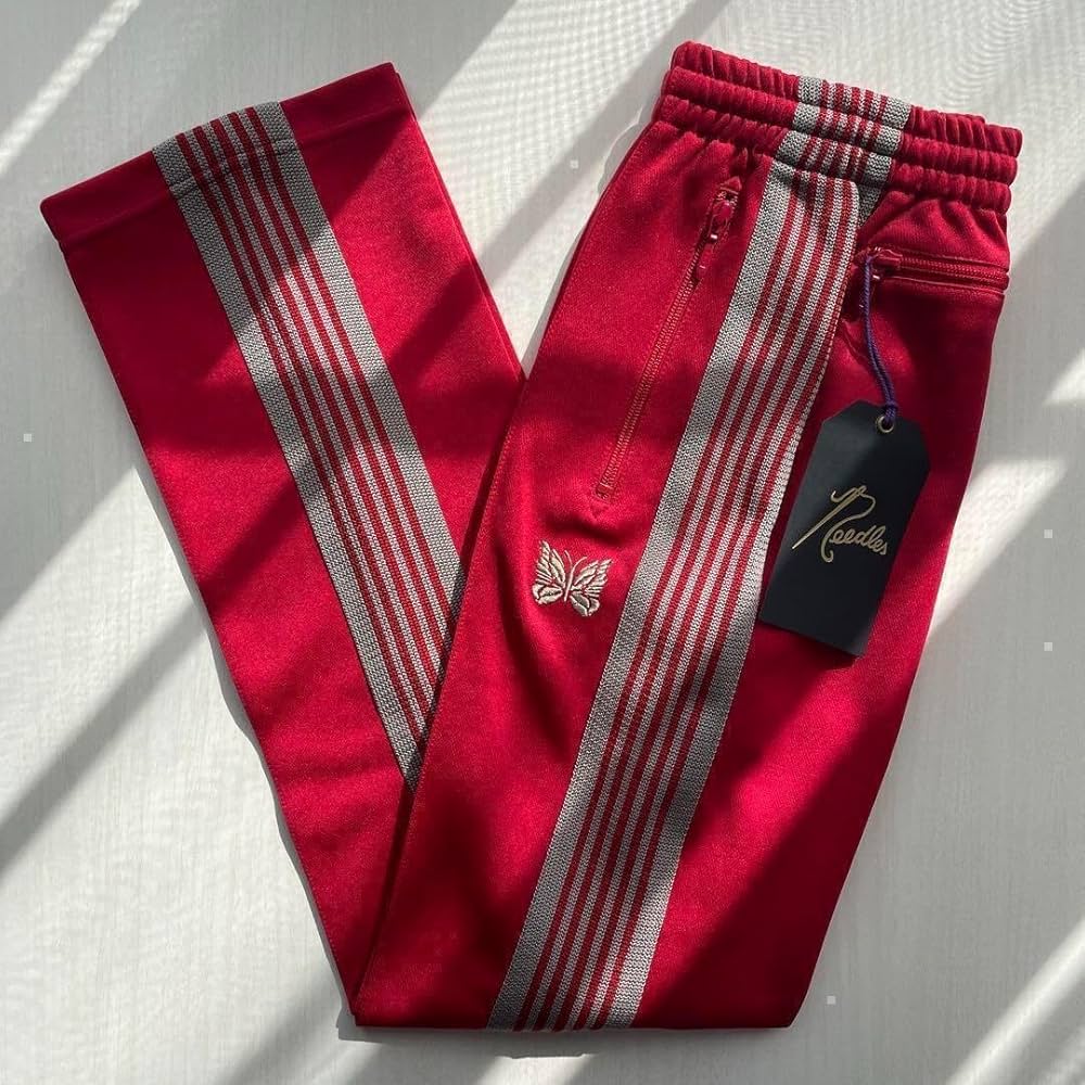 ナロー　XS　赤　レッド　ニードルス　ニードルズ　needles Needles】トラック パンツ ナロー ライン ロゴ すぐ届く 赤 茶