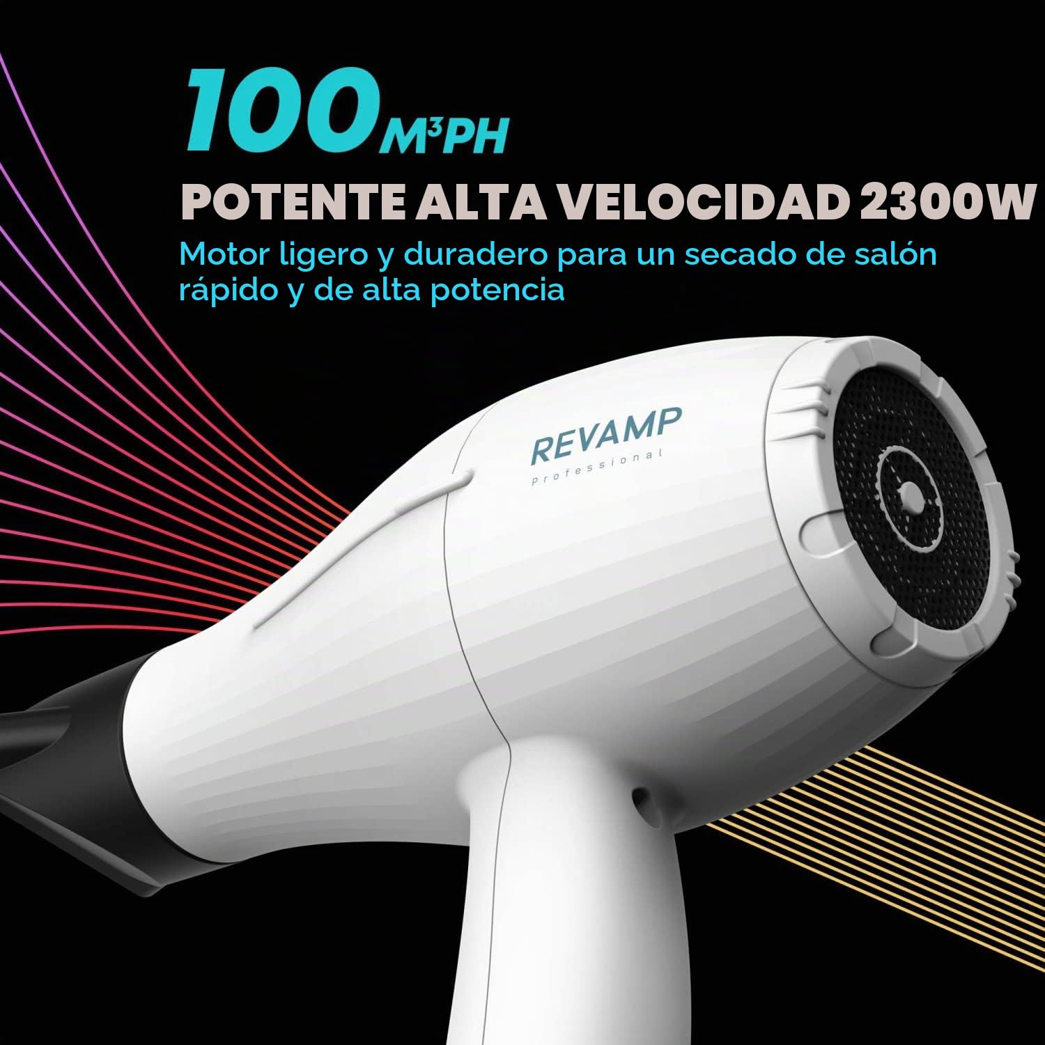 REVAMP Progloss 3850 Featherlite UltraXShine secador de pelo - Potente flujo de aire (161 km3/h), 2300W para un secado más rápido y un cabello menos encrespado y más suave - Blanco Exclusivo Amazon