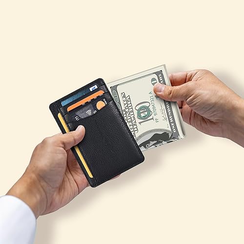 Vista 29 de Oak Leathers Leather Slim Minimalist Wallet for Men & Women RFID Front Pocket Leather Card Holder Wallets