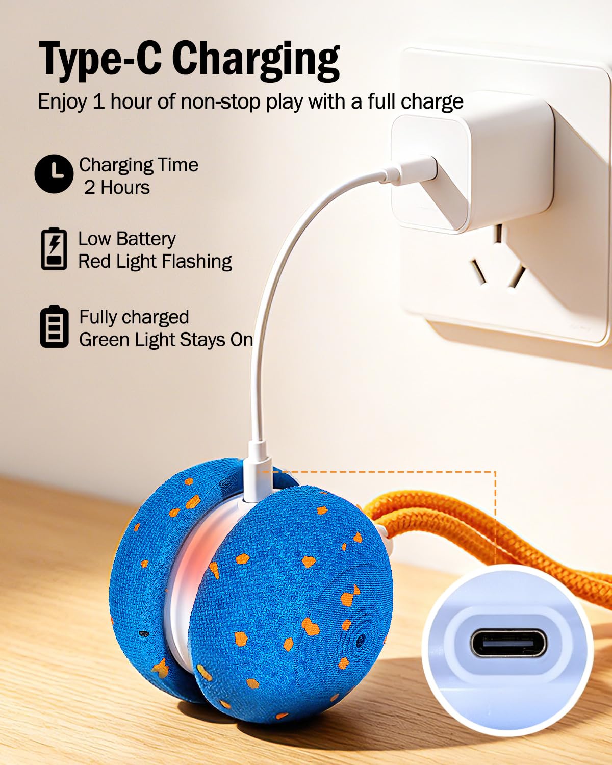 osou Jouet interactif pour chien, balle roulante pour chien avec corde, 2 modes de vitesse, activé par le mouvement, coque en ETPU sans danger pour les animaux de compagnie, jouet à déplacement